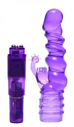 XR Brands Trinity Vibes Vibrators Royal Rocket Ribbed Rabbit Vive Purple