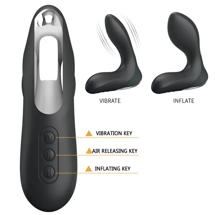 Anal Pretty Love Anal Stimulator Inflatable Rechargeable Black Pretty Love