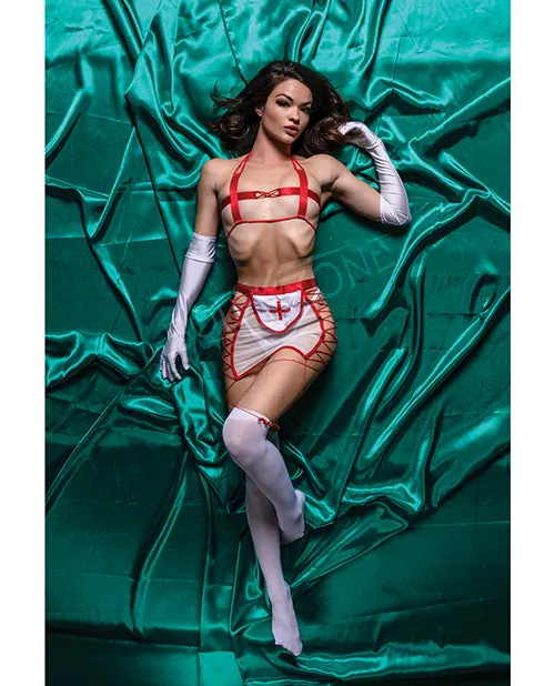Bodyzone Apparel Anal Role Play Naughty Nurse 5 Pc Set Redwhite