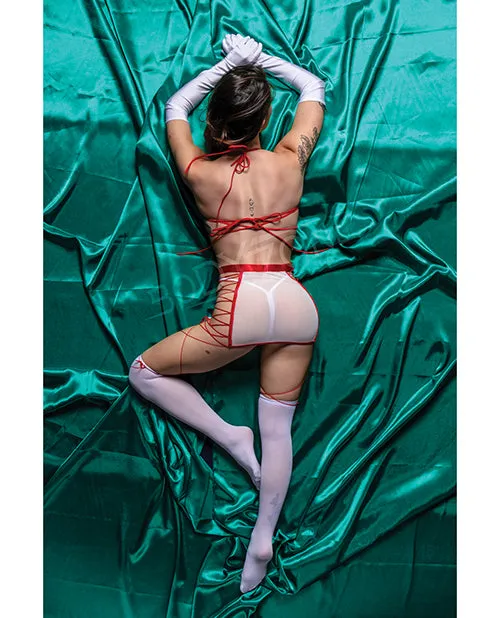 Bodyzone Apparel Anal Role Play Naughty Nurse 5 Pc Set Redwhite