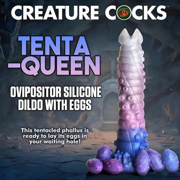 Female Sex Toys Creature Cocks Creature Cocks TentaQueen Ovipositor Silicone Dildo with Eggs