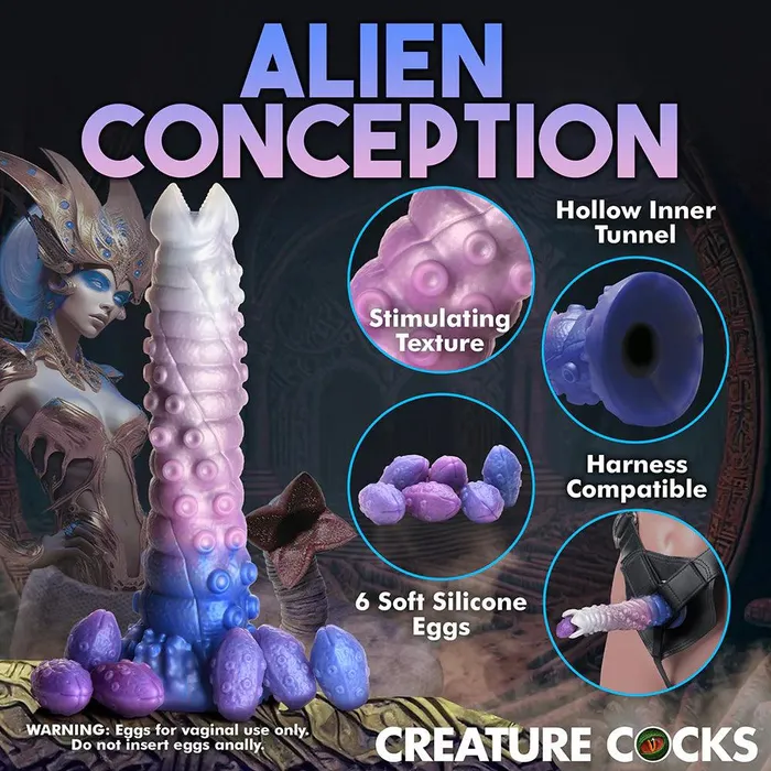 Female Sex Toys Creature Cocks Creature Cocks TentaQueen Ovipositor Silicone Dildo with Eggs