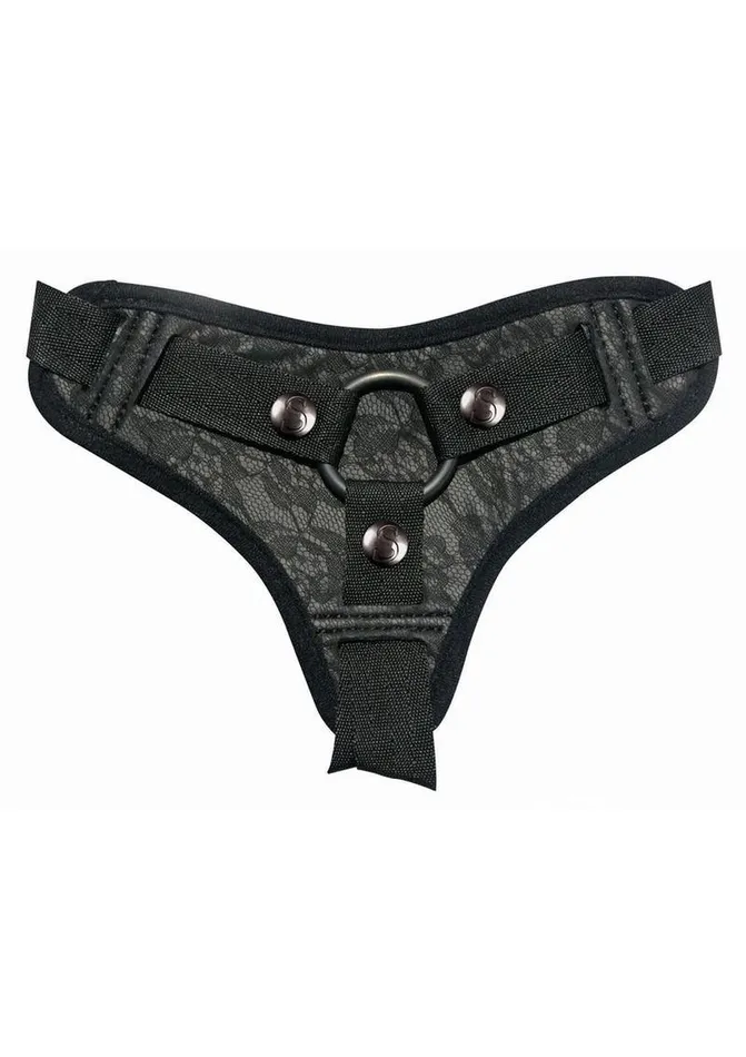 Sincerely Female Sex Toys Sportsheets Sincerely Lace Adjustable StrapOn Harness Black