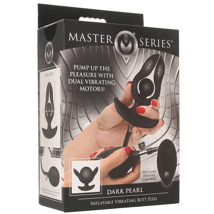 XR Brands Male Sex Toys Master Series Dark Pearl Inflatable Vibrating Plug