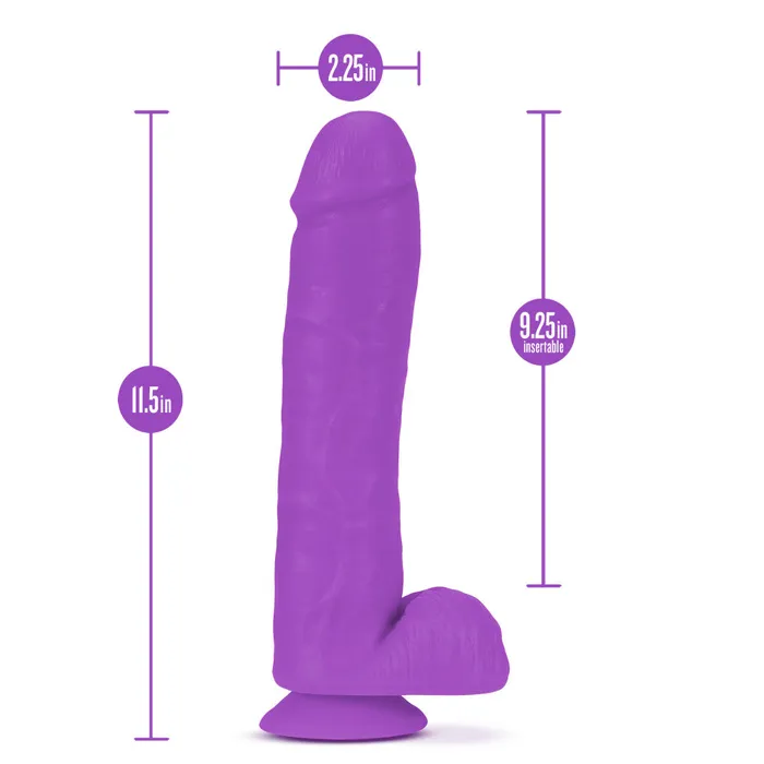 Blush Dildos Neo Elite By Blush Neon Purple 115Inch Long Dildo Made with Purio Silicone SensaFeel Dual Density Realistic Technology