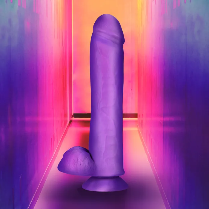 Blush Dildos Neo Elite By Blush Neon Purple 115Inch Long Dildo Made with Purio Silicone SensaFeel Dual Density Realistic Technology