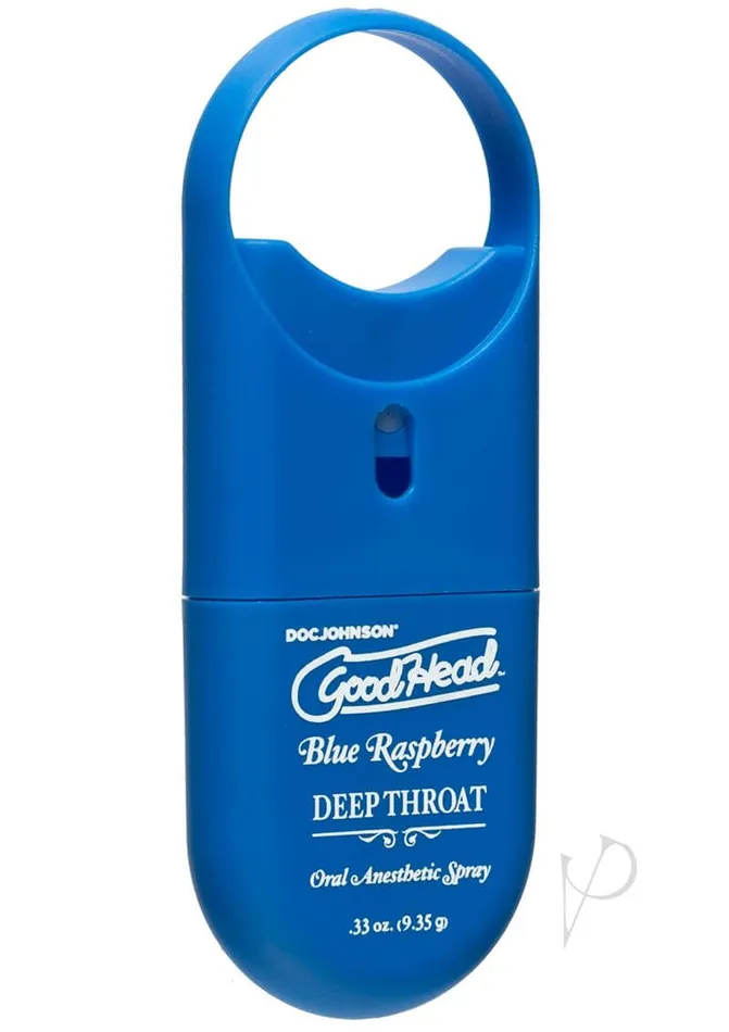 Doc Johnson Enterprises Vibrators Enhance Your Oral Pleasure Anywhere with GoodHead Deep Throat To Go in Blue Raspberry Flavor