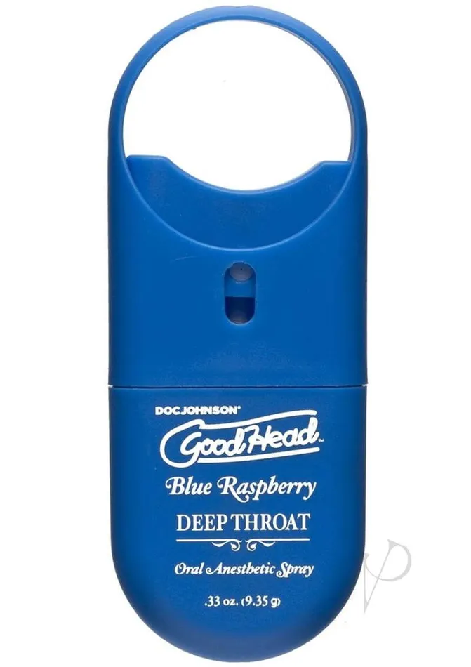 Doc Johnson Enterprises Vibrators Enhance Your Oral Pleasure Anywhere with GoodHead Deep Throat To Go in Blue Raspberry Flavor