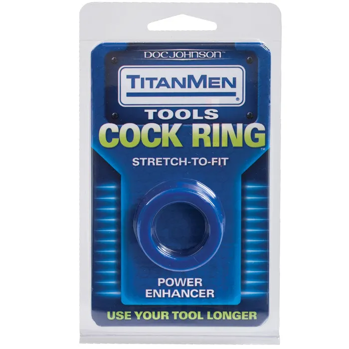 DOC JOHNSON Male Sex Toys TitanMen Cock Ring Stretch To FitBlue