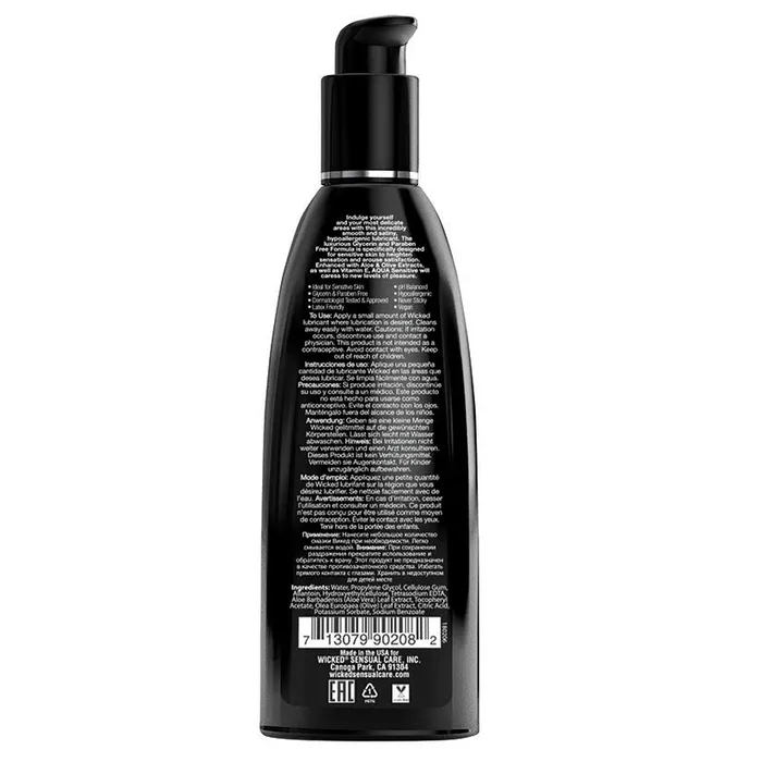 Vibrators Wicked Aqua Sensitive Waterbased Hypoallergenic Lube 8oz WICKED SENSUAL