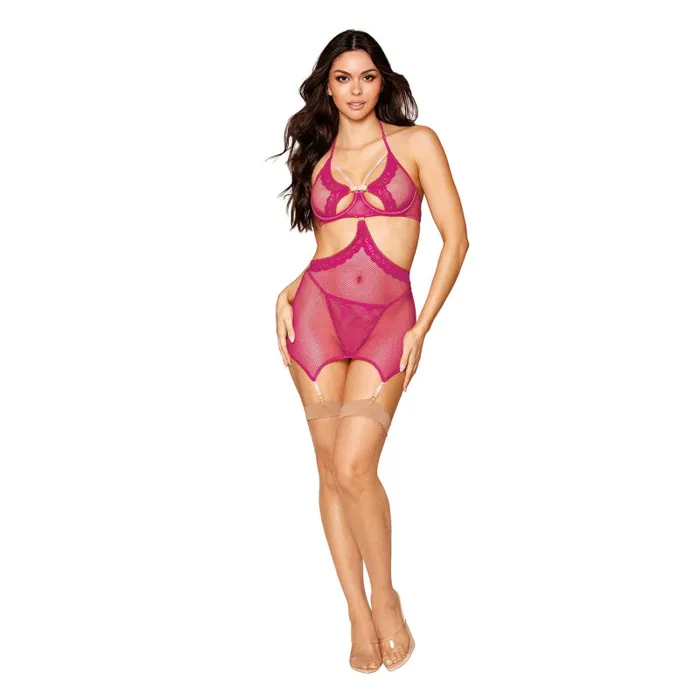 Dreamgirl Teddies And Bodies Garter Slip and GString One Size Beet Dreamgirl Teddies And Bodies Garter Slip and GString One Size Beet
