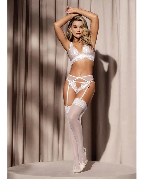 Mapale Female Sex Toys Floral Lace Mesh Top Garter Belt Peek A Boo Panty White Mapale Female Sex Toys Floral Lace Mesh Top Garter Belt Peek A Boo Panty White