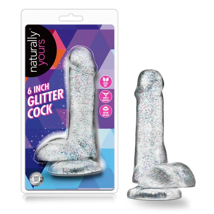 Naturally Yours 6 Inch Glitter Cock Sparkling Clear Blush Novelties Dildos Naturally Yours 6 Inch Glitter Cock Sparkling Clear Blush Novelties Dildos