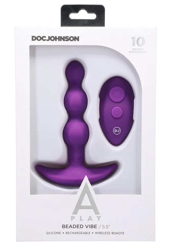 APlay Male Sex Toys APlay Shaker Rechargeable Silicone Beaded Anal Plug with Remote Control