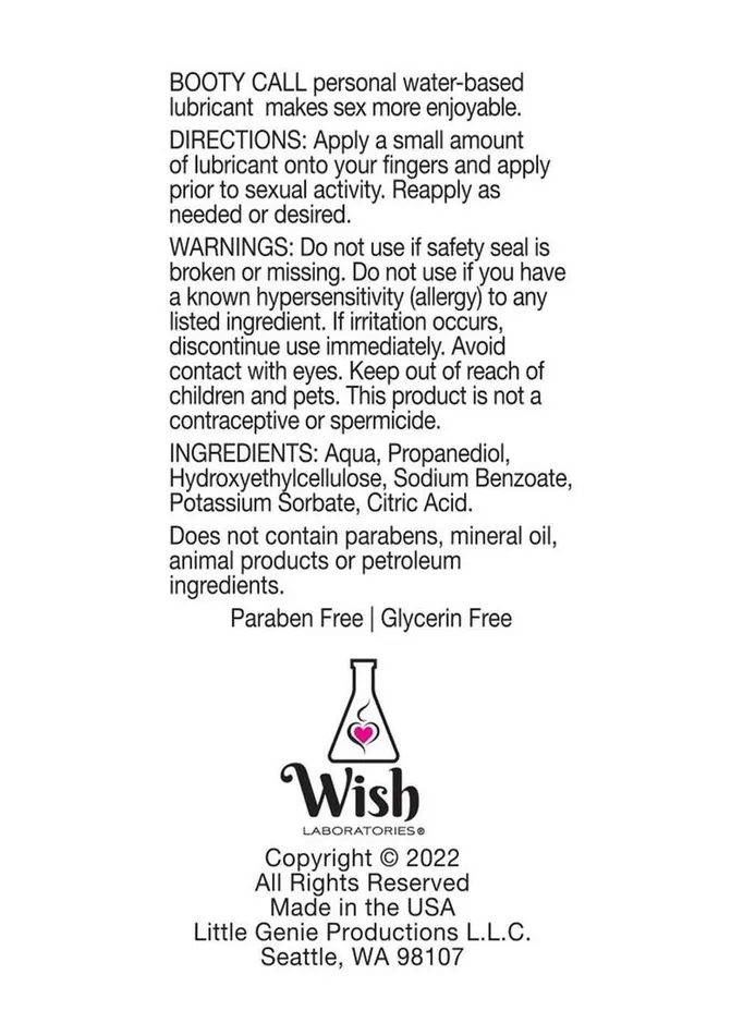 Booty Call Lubricants Bootycall Water Based Lubricant