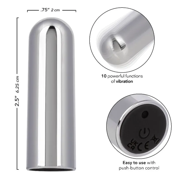 Female Sex Toys CalExotics 10 Function Rechargeable Bullet Silver