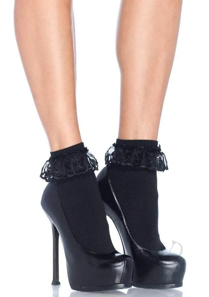 Anklet Wlace Ruffle Os Black Leg Avenue Anal