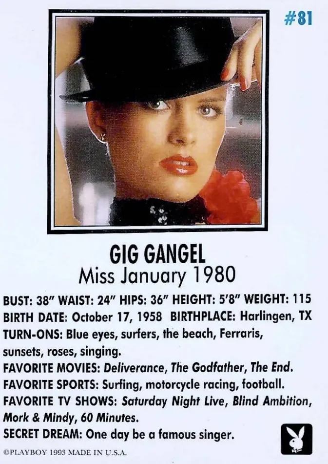 Greenthunderbirds Cards Playboy January Edition 81 Gig Gangel Centerfold Couples