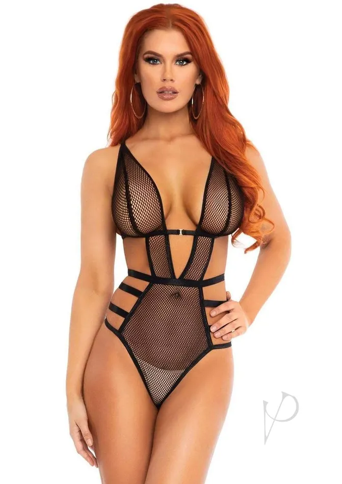 Leg Avenue Anal Fishnet Gstring Teddy Md Black