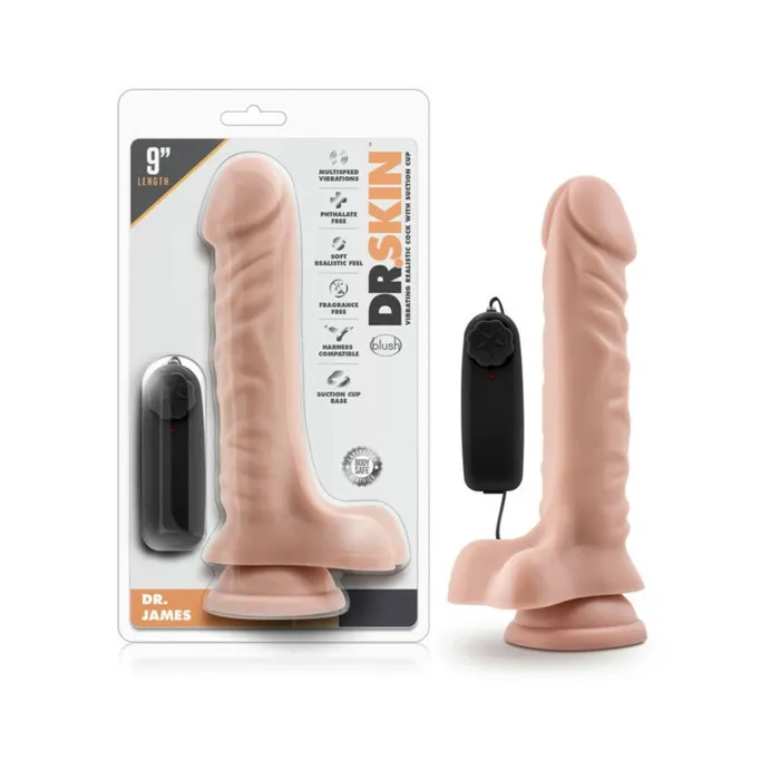 Female Sex Toys Blush Dr Skin Dr James 9 in Vibrating Dildo with Suction Cup Vanilla Female Sex Toys Blush Dr Skin Dr James 9 in Vibrating Dildo with Suction Cup Vanilla