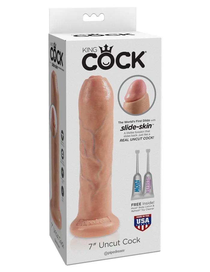 Female Sex Toys Pipedream Products KING COCK 7 in Uncut REALISTIC DILDO