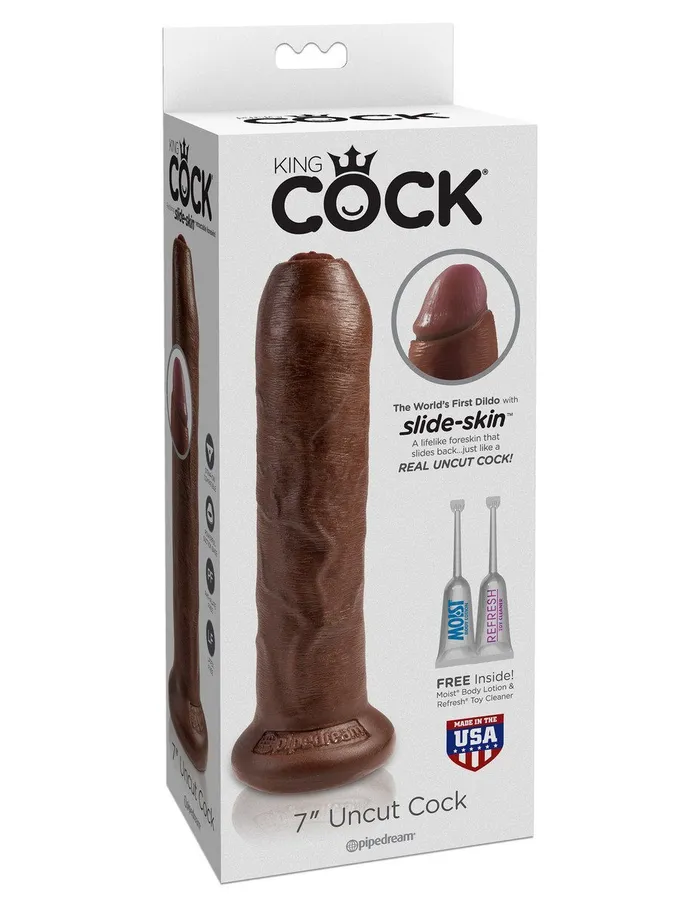 Female Sex Toys Pipedream Products KING COCK 7 in Uncut REALISTIC DILDO