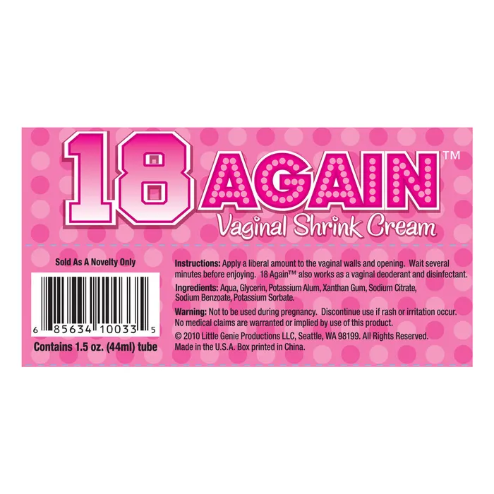 18 Again Vaginal Shrink Cream Little Genie Productions Male Sex Toys