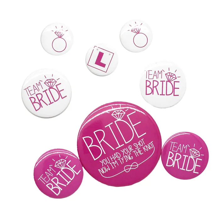 Couples JD Party Team Bride Badges 8Piece Set