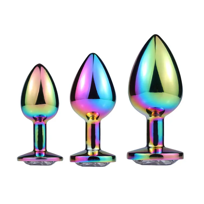 Sexyland Female Sex Toys Sexyland Chroma Rainbow Metal Butt Plug With Round Gem Small