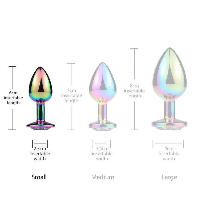 Sexyland Female Sex Toys Sexyland Chroma Rainbow Metal Butt Plug With Round Gem Small