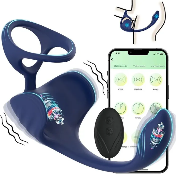 Xinghaoya Male Sex Toys App Controlled Silicone Penis Ring with Anal Vibrator