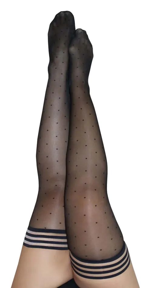Ally Polka Dot Thigh High Size D Black Kixies Anal