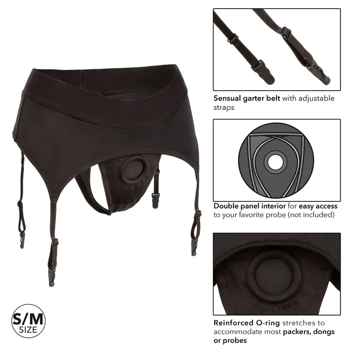 Anal CalExotics Boundless Thong With Garter Sm Black Anal CalExotics Boundless Thong With Garter Sm Black