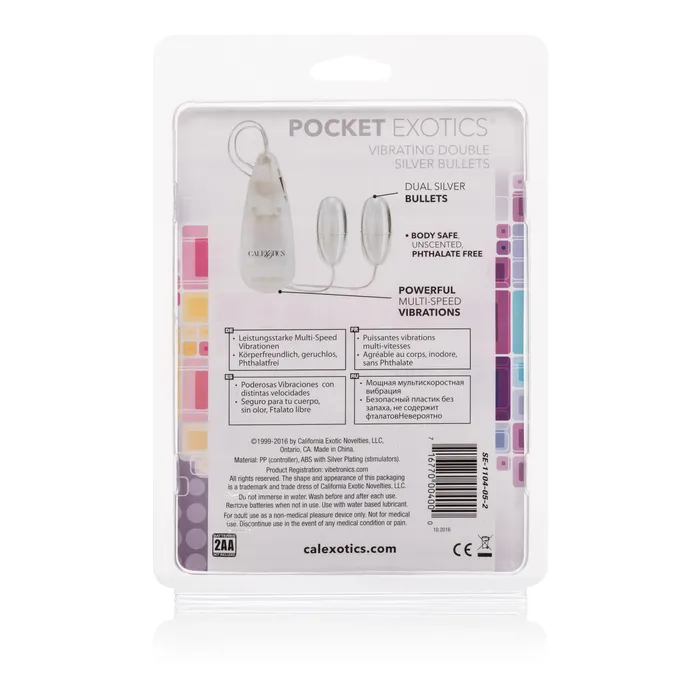 Anal Pocket Exotics Vibrating Double Silver Bullets CalExotics Anal Pocket Exotics Vibrating Double Silver Bullets CalExotics