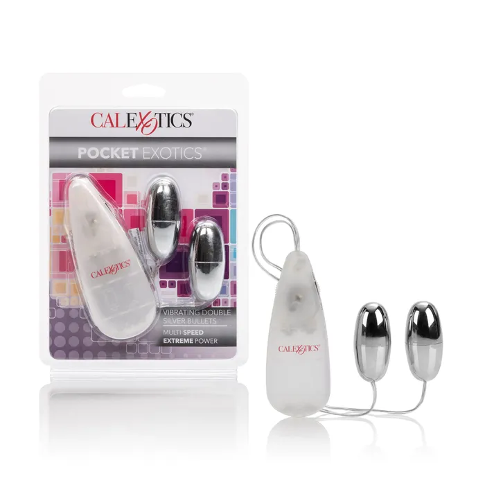 Anal Pocket Exotics Vibrating Double Silver Bullets CalExotics Anal Pocket Exotics Vibrating Double Silver Bullets CalExotics