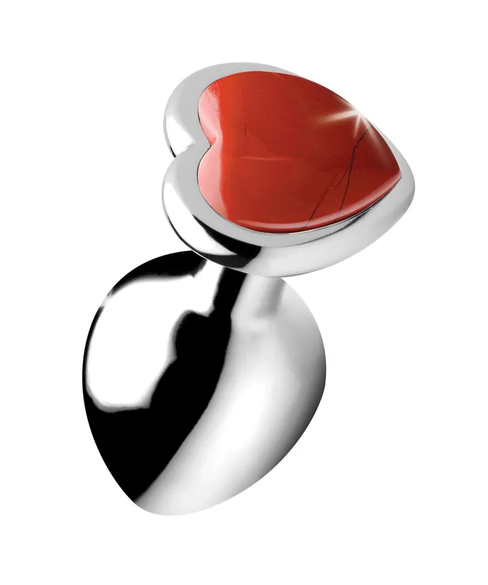 Anal XR Brands Booty Sparks Red Jasper Heart Anal Plug Small