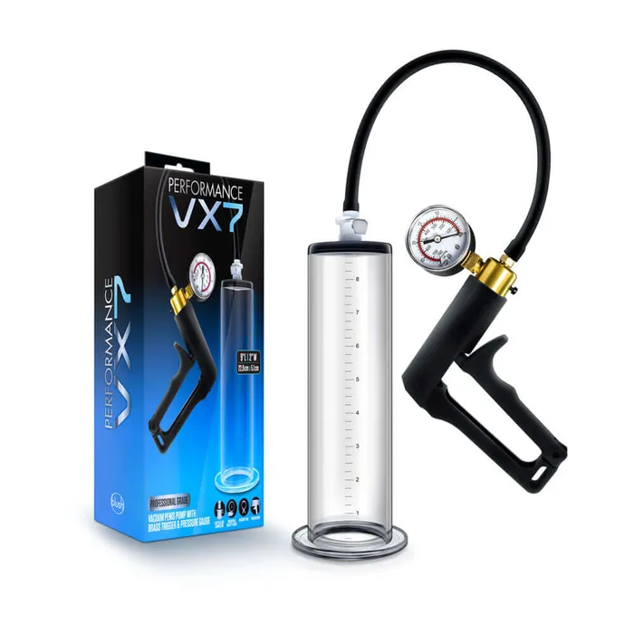 Blush Male Sex Toys Performance Vx7 Vacuum Penis Pump With Brass Trigger Pressure Gauge Clear Blush Male Sex Toys Performance Vx7 Vacuum Penis Pump With Brass Trigger Pressure Gauge Clear