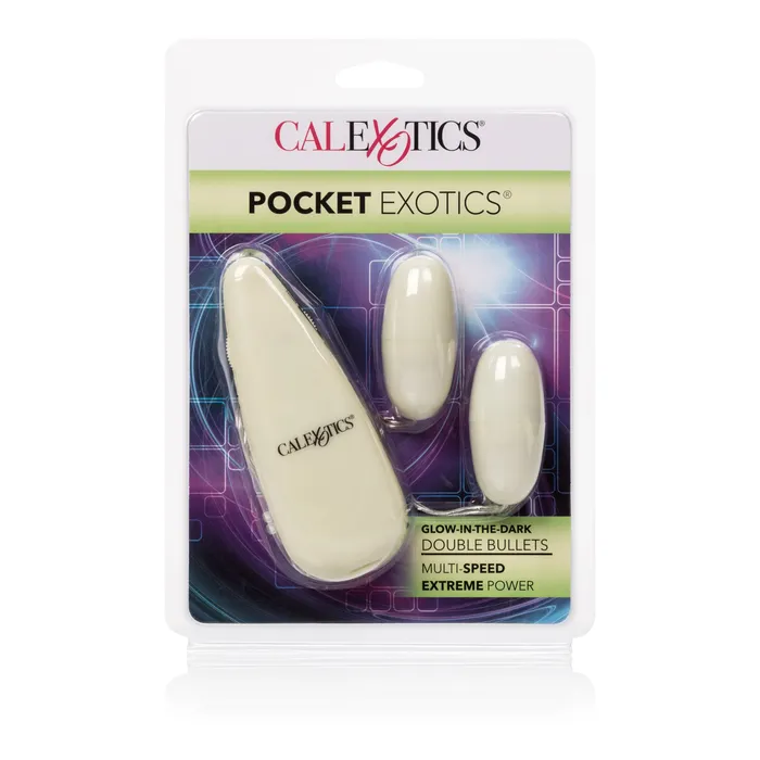 CalExotics GlowintheDark Pocket Exotics Vibrating Glowing Double Bullets Female Sex Toys CalExotics GlowintheDark Pocket Exotics Vibrating Glowing Double Bullets Female Sex Toys