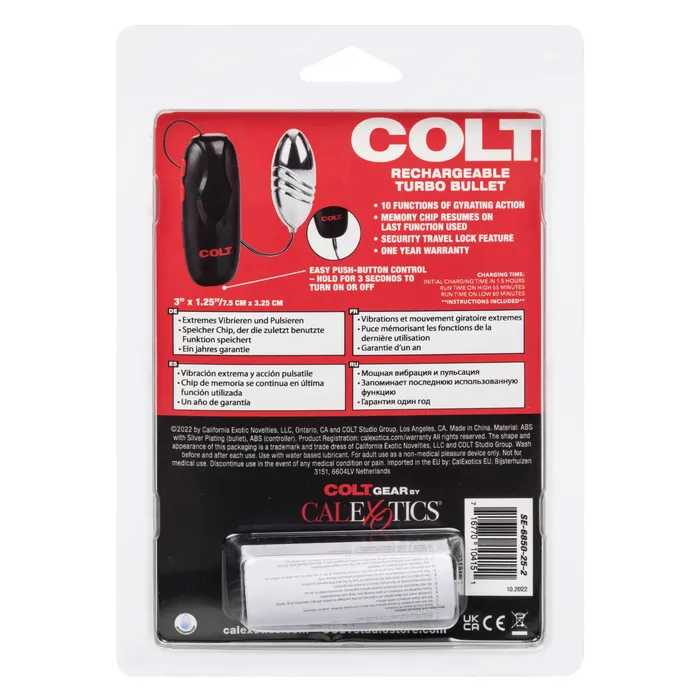 Colt Rechargeable Turbo Bullet Silver CalExotics Female Sex Toys Colt Rechargeable Turbo Bullet Silver CalExotics Female Sex Toys