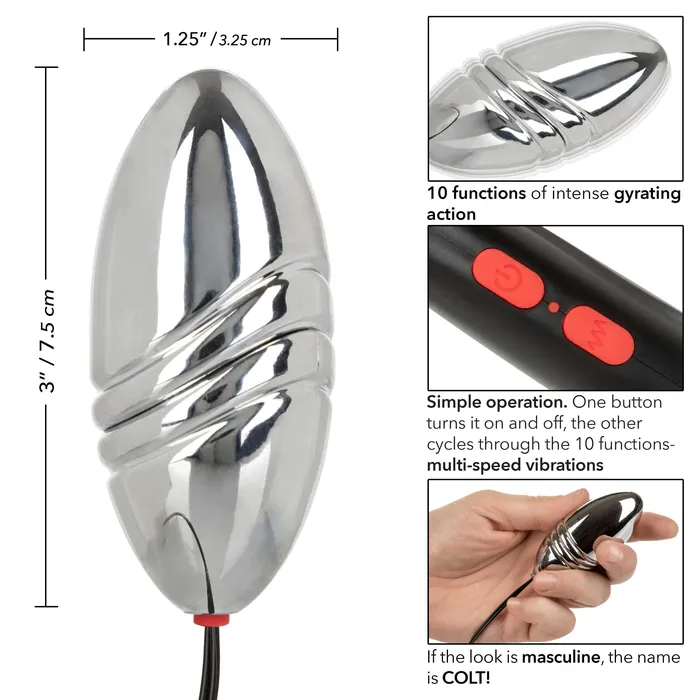 Colt Rechargeable Turbo Bullet Silver CalExotics Female Sex Toys Colt Rechargeable Turbo Bullet Silver CalExotics Female Sex Toys