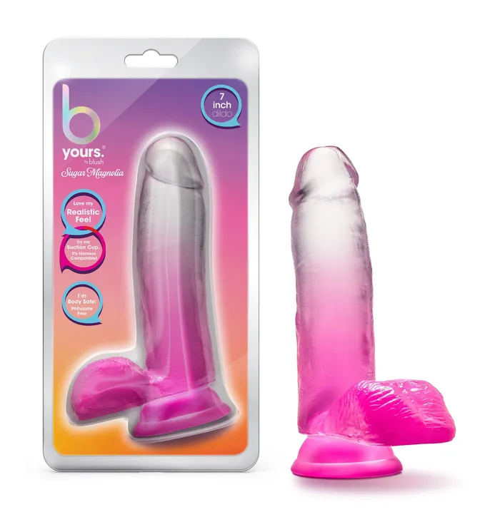 Dildos B Yours Sugar Magnolia 7 Inch Dildo Fuchsia Blush Novelties