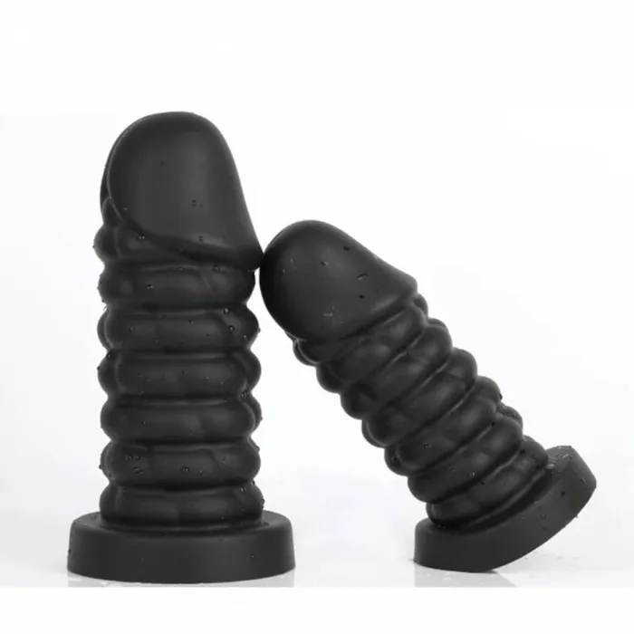 Domlust Anal Huge Black Dildo Butt Plug Big Threads Silicone Anal Dildos Masturbation Sex Toys