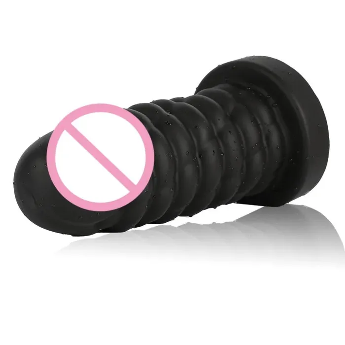 Domlust Anal Huge Black Dildo Butt Plug Big Threads Silicone Anal Dildos Masturbation Sex Toys