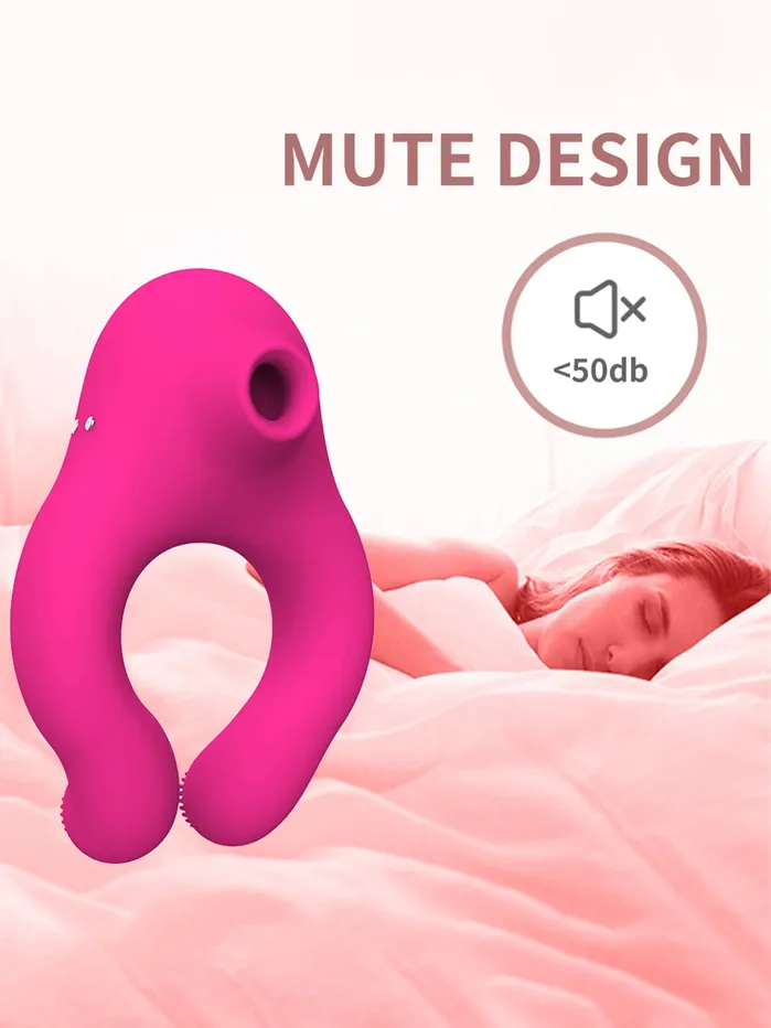 Domlust Couples Female Sucking Vibrator Male Penis Cock Ring Clamping Sex Toys for Couples Women