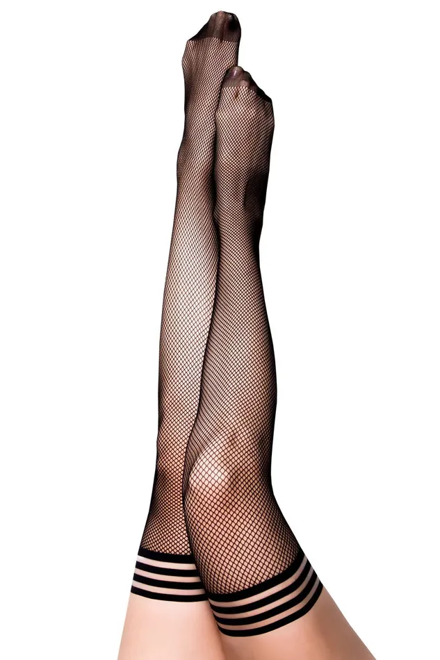 Kixies Anal Sam Fishnet Thigh High Size B Black