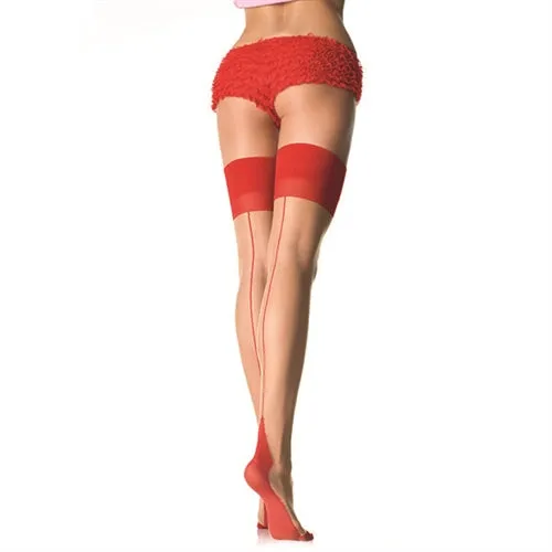 Leg Avenue Vibrators Sheer 2 Tone Stockings One Size Nude Red