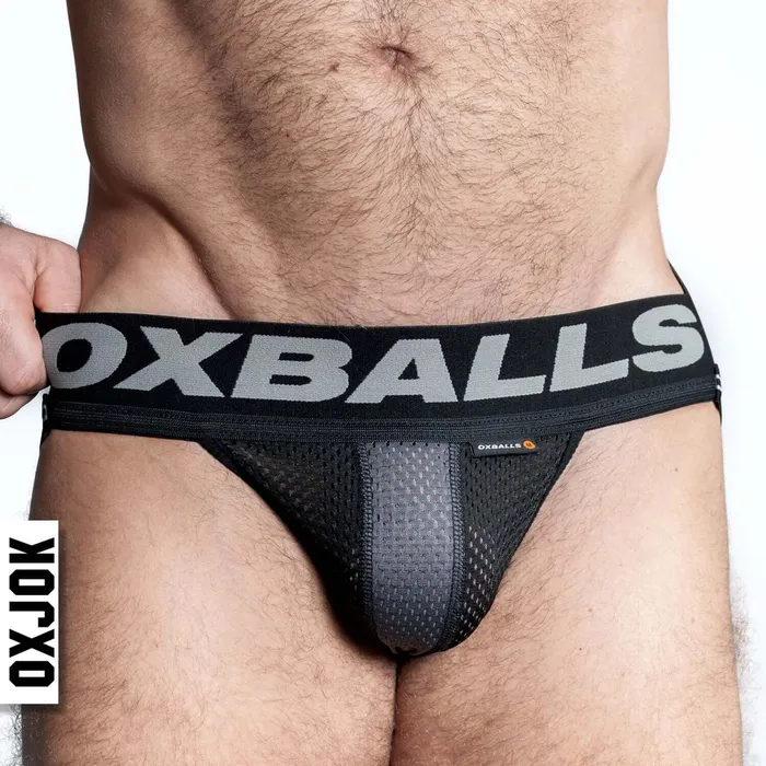OXJok Anal Airmesh Upthrust SliderStrap Jock Tar Black Medium