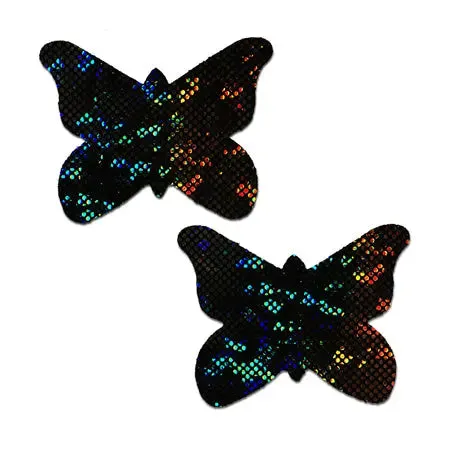 Pastease Anal Pastease Butterfly Shattered Glass Disco Ball Glitter Black Butterflies Nipple Pasties