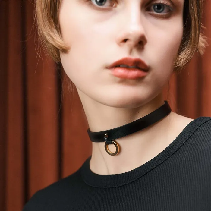Restraints UPKO UPKO Luxury Italian Leather Thin Choker Black
