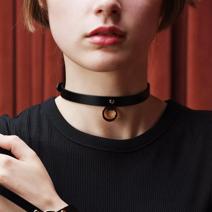 Restraints UPKO UPKO Luxury Italian Leather Thin Choker Black